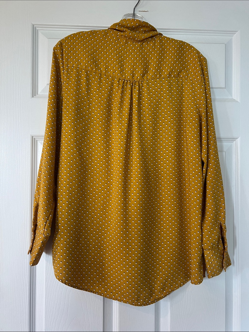 Dalia Mustard Yellow Polka Dot Tie-Neck Blouse - Picture 4 of 4